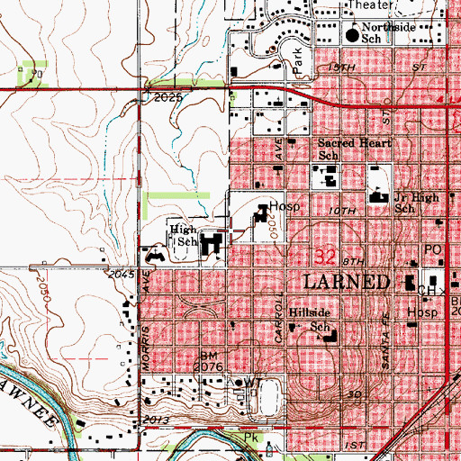 Topographic Map of Larned Middle School, KS