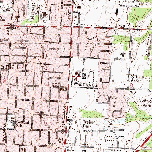 Topographic Map of Highland Park High School, KS