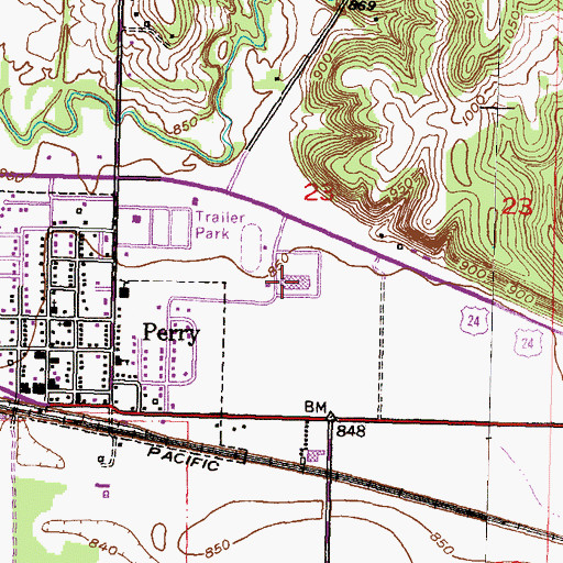 Topographic Map of Perry - Lecompton High School, KS