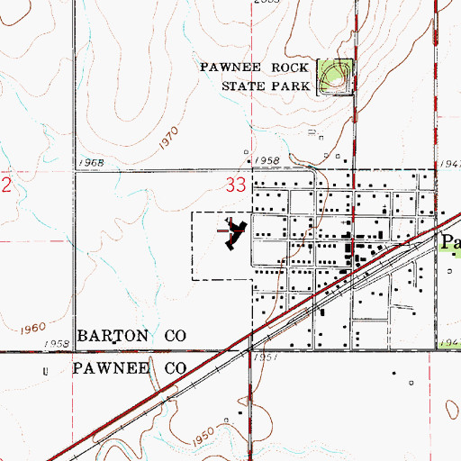 Topographic Map of Pawnee Rock Elementary School (historical), KS
