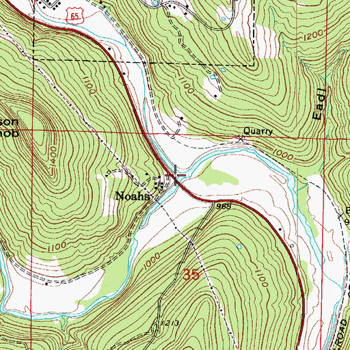 Topographic Map of Cove Creek, AR