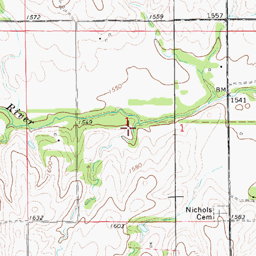 Topographic Map of Kemp Creek, KS