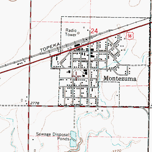 Topographic Map of Montezuma Elementary School, KS