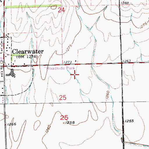 Topographic Map of Clearwater High School, KS