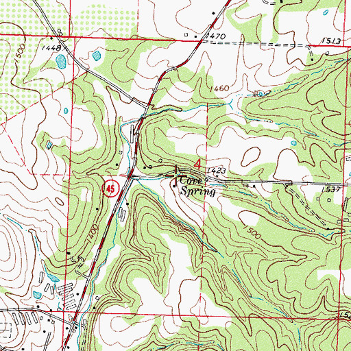 Topographic Map of Cove Spring, AR