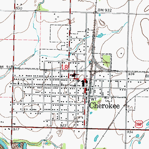 Topographic Map of Cherokee Elementary School, KS