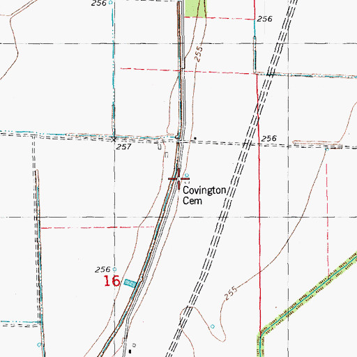 Topographic Map of Covington Cemetery, AR