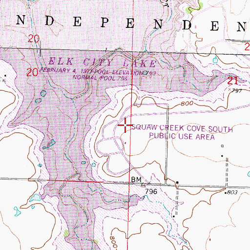 Topographic Map of Squaw Creek Cove South Public Use Area, KS