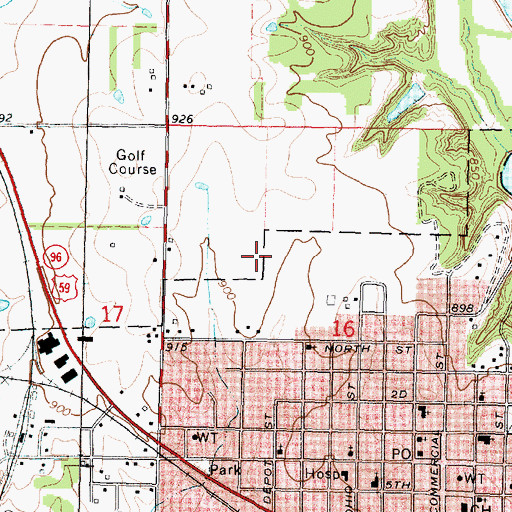 Topographic Map of Oswego High School, KS
