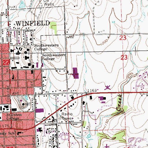 Topographic Map of Winfield High School, KS