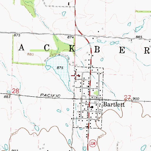 Topographic Map of Bartlett Grade School, KS