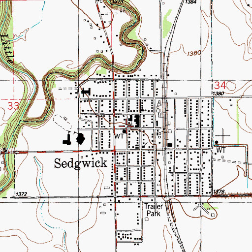 Topographic Map of Sedgwick Elementary School, KS