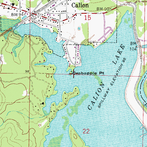 Topographic Map of Crabapple Point, AR