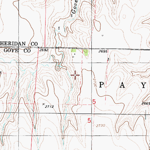 Topographic Map of Ashbaugh Airport (historical), KS