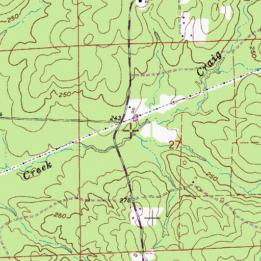 Topographic Map of Craig Creek, AR