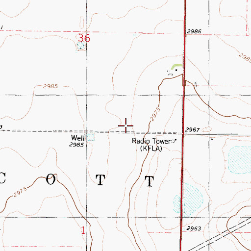 Topographic Map of KULL-FM (Scott City), KS