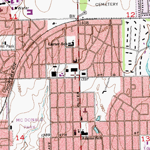 Topographic Map of Ken-Mar Shopping Center, KS