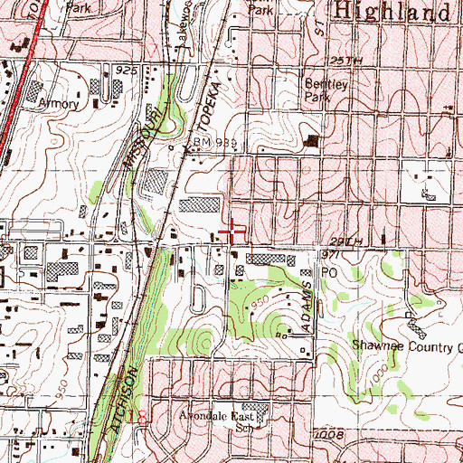 Topographic Map of Hi - Crest Mini Mall, KS