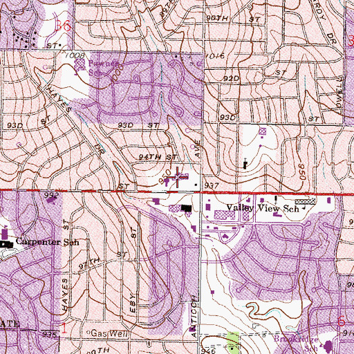 Topographic Map of Cherokee Forks Shopping Center, KS