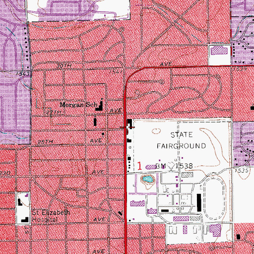 Topographic Map of Larkland Shopping Center, KS