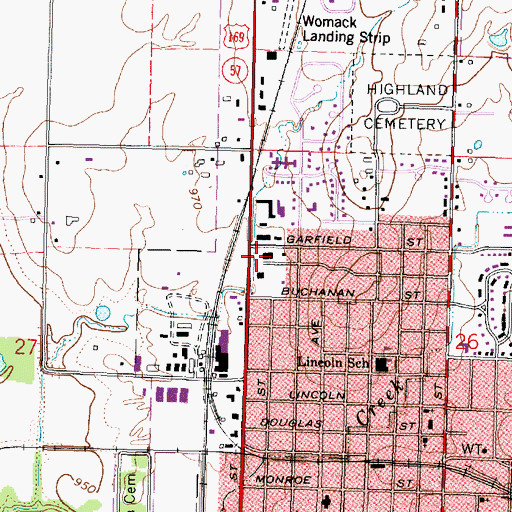 Topographic Map of Plaza Shopping Center, KS