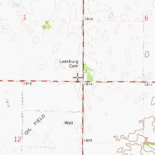 Topographic Map of Leesburgh (historical), KS