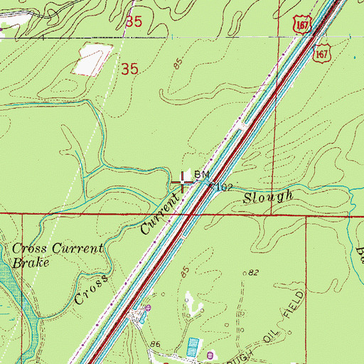 Topographic Map of Cross Current Slough, AR