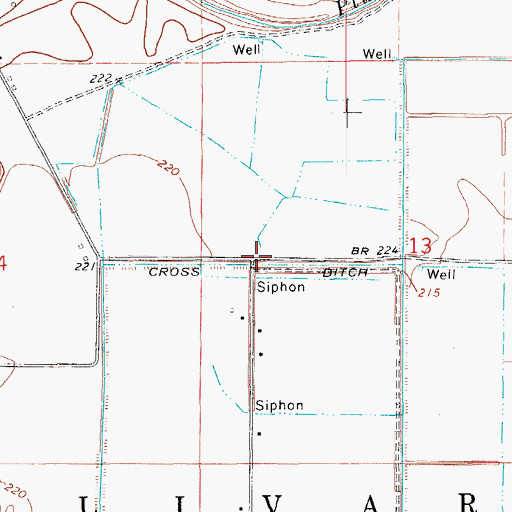 Topographic Map of Cross Ditch, AR