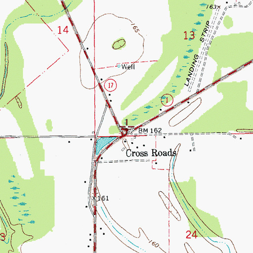 Topographic Map of Cross Roads, AR