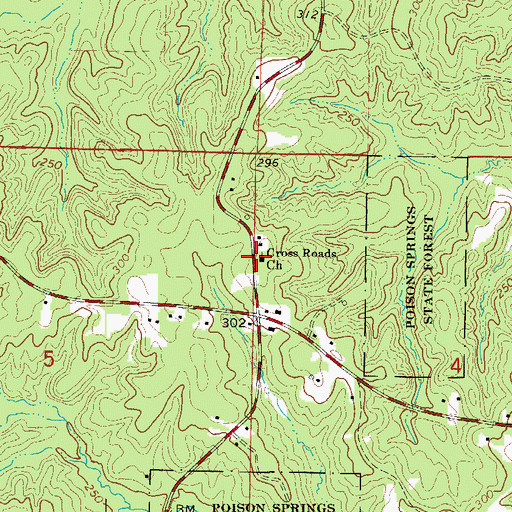 Topographic Map of Cross Roads Church, AR
