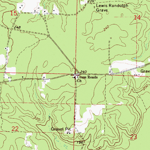 Topographic Map of Cross Roads Church, AR