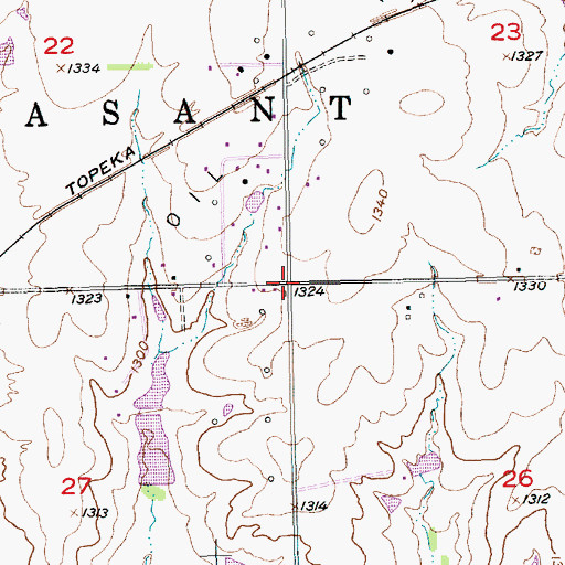 Topographic Map of Aral (historical), KS