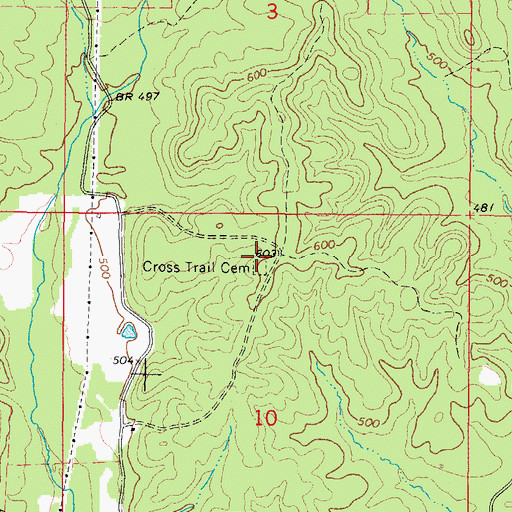 Topographic Map of Cross Trail Cemetery, AR