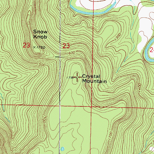 Topographic Map of Crystal Mountain, AR