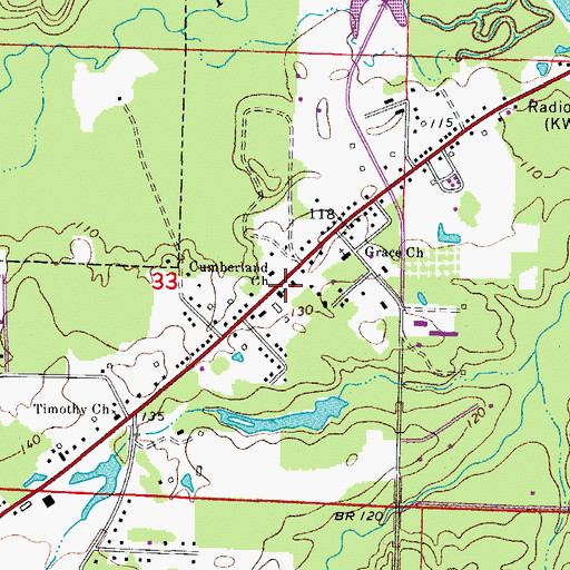 Topographic Map of Cumberland Church, AR