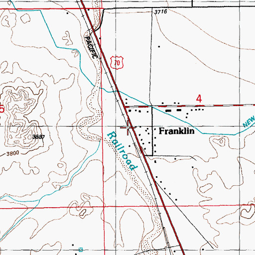 Topographic Map of Franklin, AZ