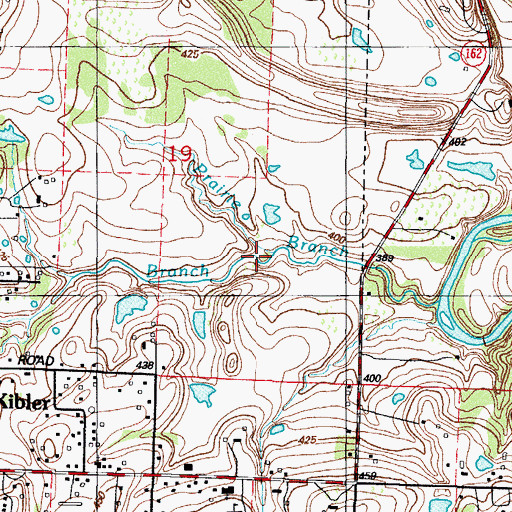 Topographic Map of Curry Branch, AR