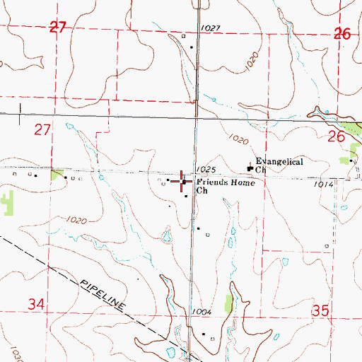 Topographic Map of Friends Home Lutheran Church, KS