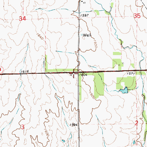 Topographic Map of Prairie Dell School (historical), KS