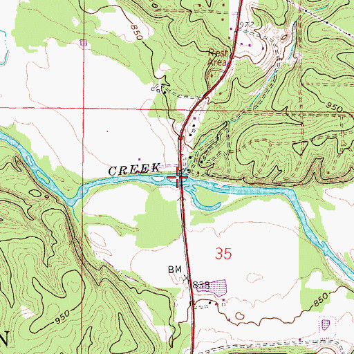 Topographic Map of Porters Bridge, KS