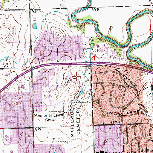 Topographic Map of Jones Youth Recreation Park, KS