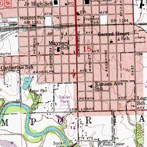 Topographic Map of Four Square Gospel Church, KS