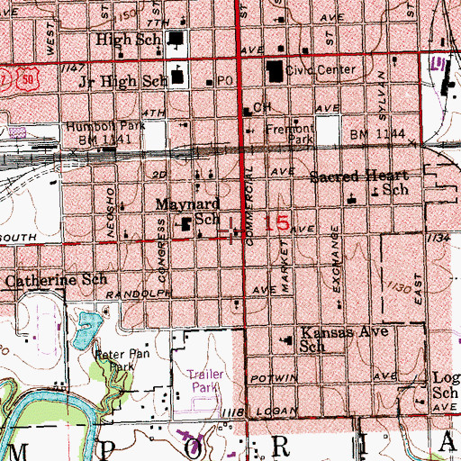 Topographic Map of Free Methodist Church, KS