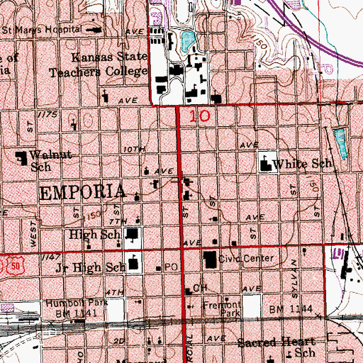Topographic Map of Saint Andrews Episcopal Church, KS
