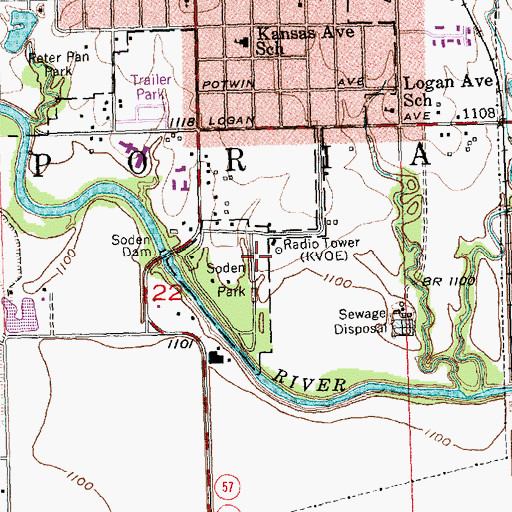 Topographic Map of Emporia Municipal Zoo, KS
