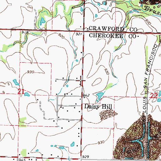 Topographic Map of Barrett (historical), KS