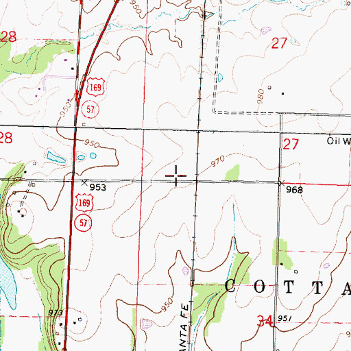 Topographic Map of Cottage Grove School (historical), KS
