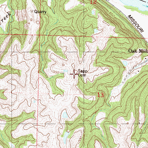 Topographic Map of Sapp Cemetery, KS