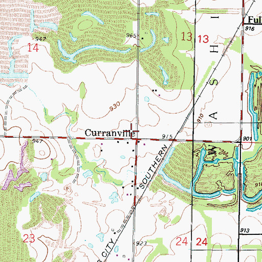 Topographic Map of Curranville School (historical), KS