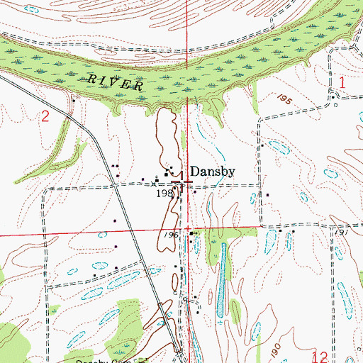 Topographic Map of Dansby, AR